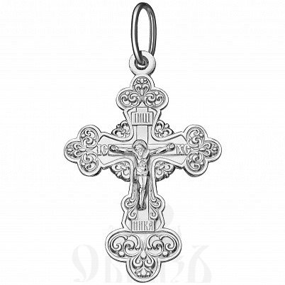 крест «распятие, молитва «спаси и сохрани», серебро 925 проба с родированием (арт. 1-243-8)