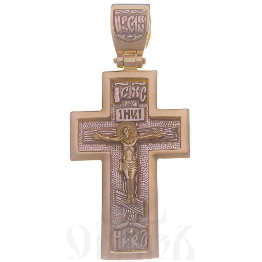 золотой крест с молитвой "отче наш", 585 проба красного и белого цвета (арт. п30063-з5кб)