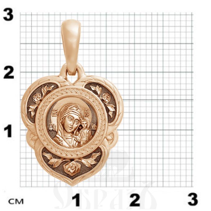 образок «казанская икона божией матери. хризма», золото 585 проба красное (арт. 202.238-1)