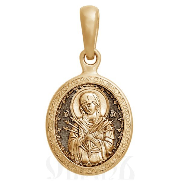 образок «икона божией матери «семистрельная», золото 585 проба желтое (арт. 202.206)