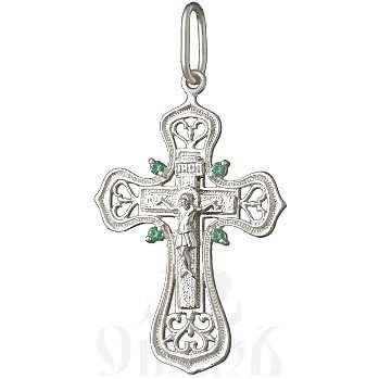 крест «распятие», серебро 925 проба с фианитами и родированием (арт. 3-078-8)