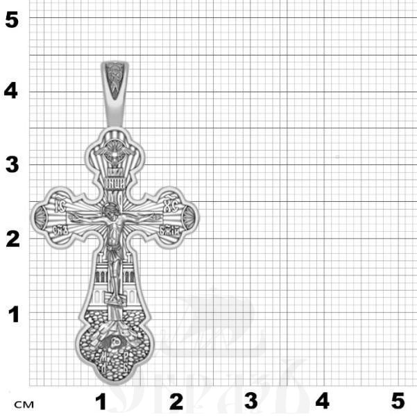 крест трилистниковый «покров божией матери», серебро 925 проба с родированием (арт. 17.072р)